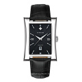 WWOOR 8017 Quartz Watch Square Men Watches Business Wristwatches Genuine leather Waterproof Male Clock